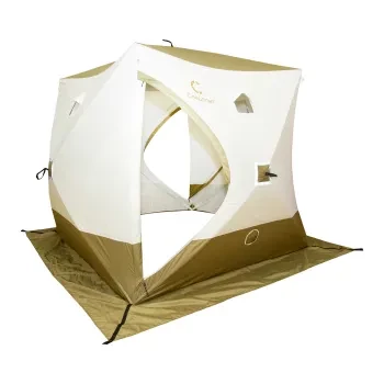 Палатка КУБ 2 Premium Long (трехслойная), оливковый-белый, Следопыт