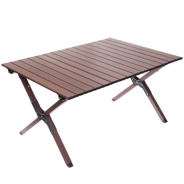 Стол кемпинговый складной 86*58*44 см, цвет: темное дерево, каркас алюминий
